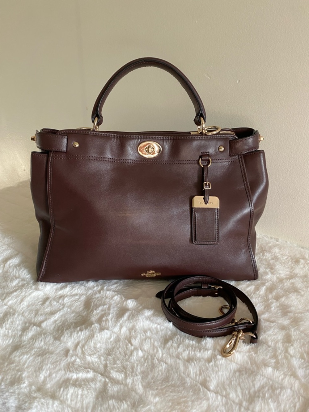 COACH Gramercy Leather Satchel in Oxblood - Picture 16 of 16